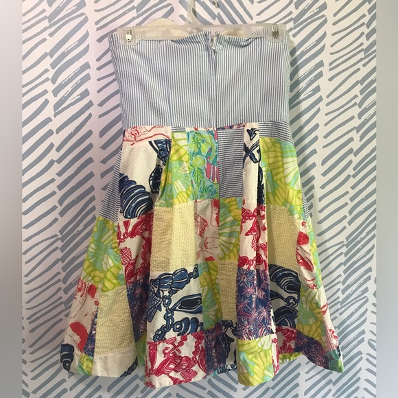 Lily Pulitzer strapless sundress with seersucker and patchwork 2 - Picture 5 of 10